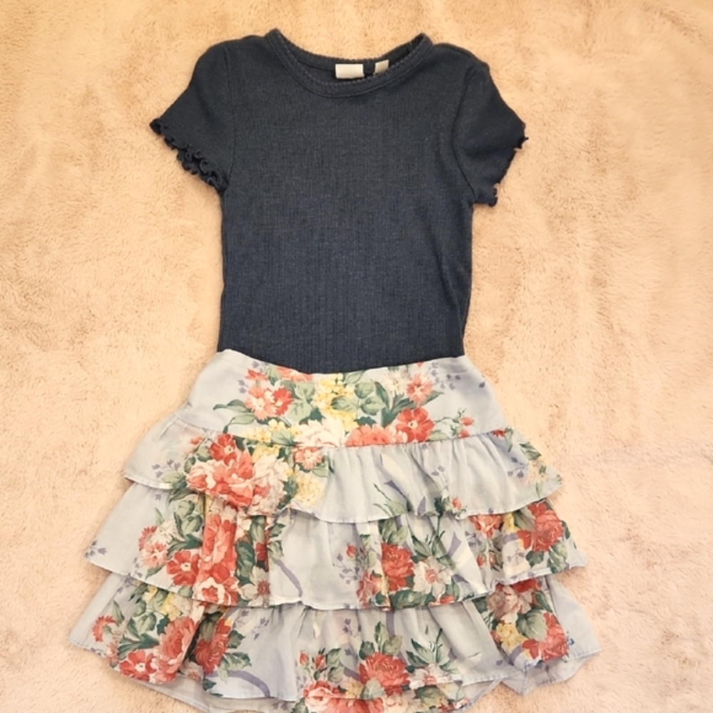 Floral Ruffle Skirt with Top